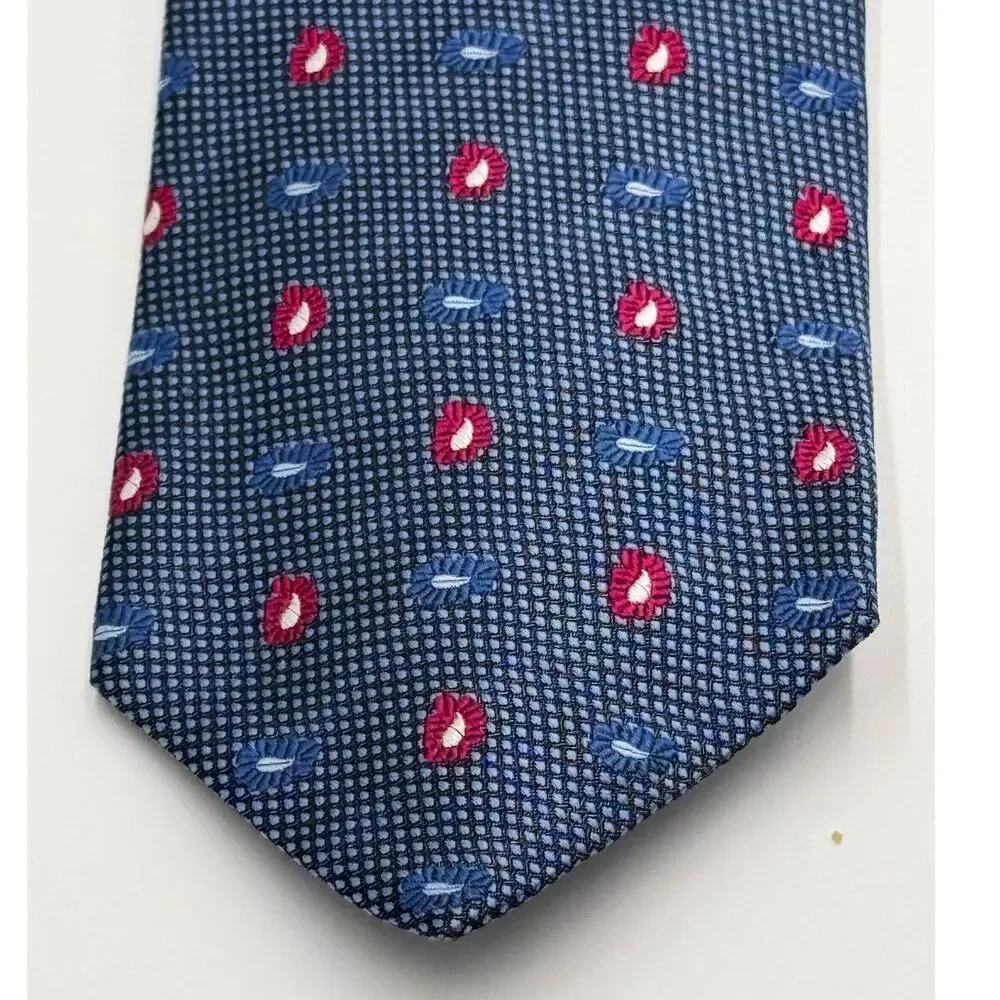 Brooks Brothers 346 Silk Tie Blue Geometric Red Dot Classic Necktie USA